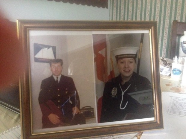 Two pictures showing Al Murphy in his army uniform and daughter Jacinta in her cadet uniform