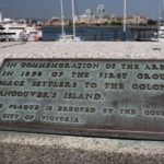 Plaque commemorating the arrival of the Pioneer Committee on April 25, 1858