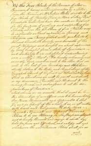 Handwritten declaration on yellowed paper on behalf of the free Blacks of the Province of New Brunswick..