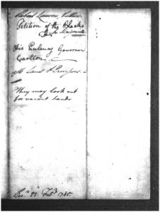 Handwritten document dated 1785 from The Blacks of Maugerville.