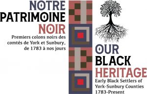 Coloured logo image for Our Black Heritage with a quilt design and image of a tree with roots.