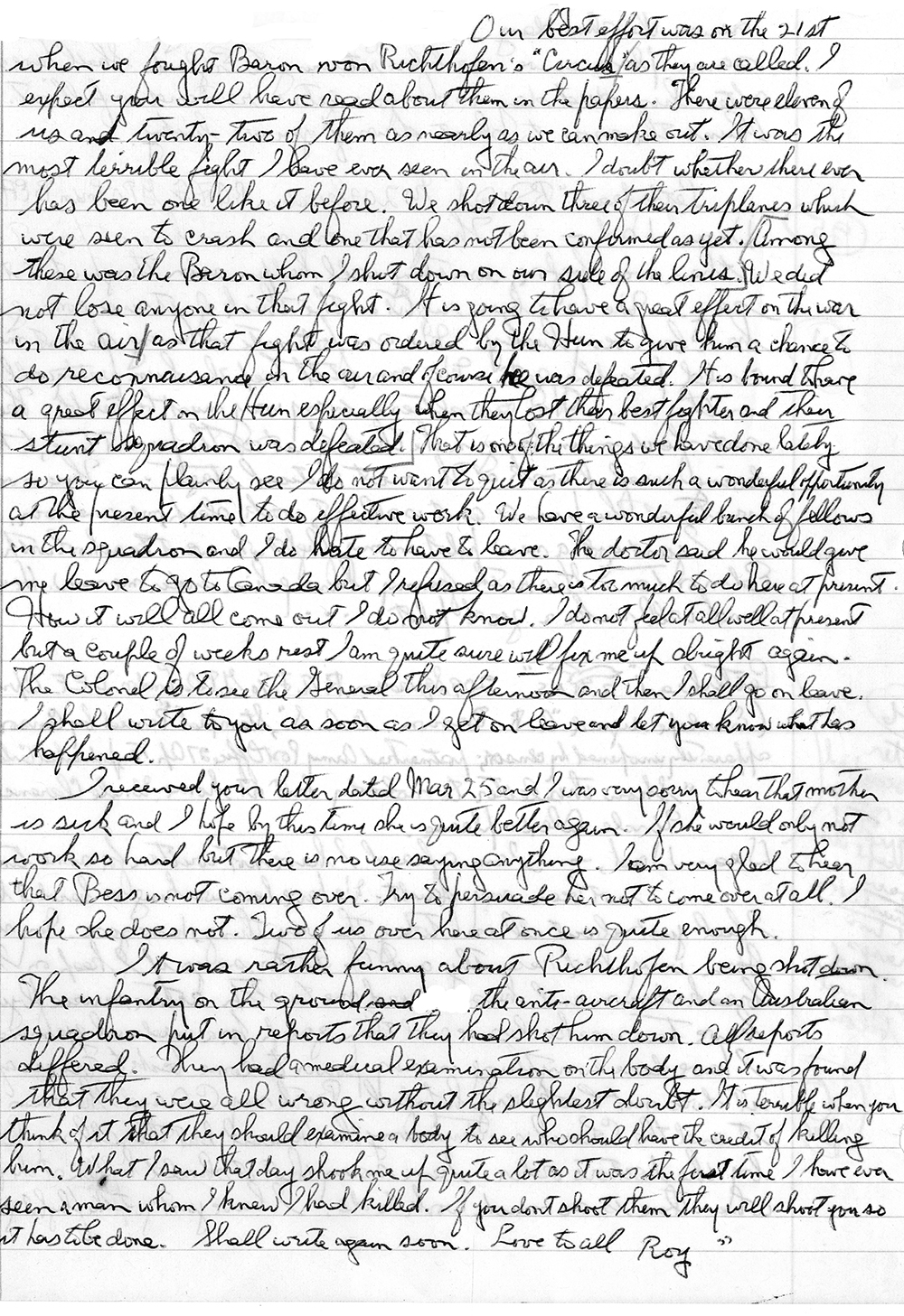 Photocopy of handwritten letter.