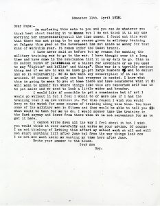 Typed copy of a letter. Black ink on white paper.