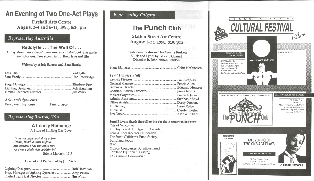 Cultural Festival of Theatre playbill