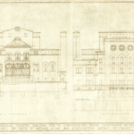 Architectural Drawing, Shaar Hashomayim Building in Westmount, Front and Back View