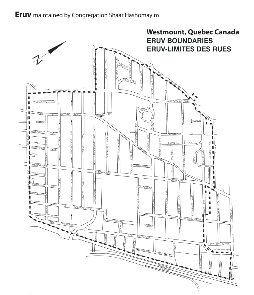 A map showing the boundaries of an enclosure in the city of Westmount.