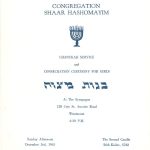 B’not Mitzvah Ceremony Programme, 1961