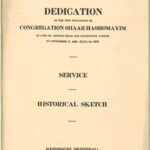 Dedication of the New Synagogue of Congregation Shaar Hashomayim, Service Booklet