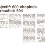 A newspaper article recounting the history of the blood drive organized by the Fermières