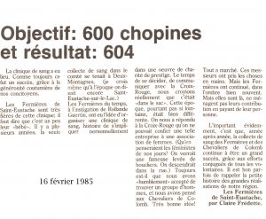 Reproduction of a newspaper article with the headline: “Goal: 600 bottles; result: 604”