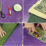 Cutting out pieces to make pot holders