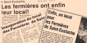 Trois coupures de journaux jointes ensemble. Les titres des trois articles sont les suivants : 