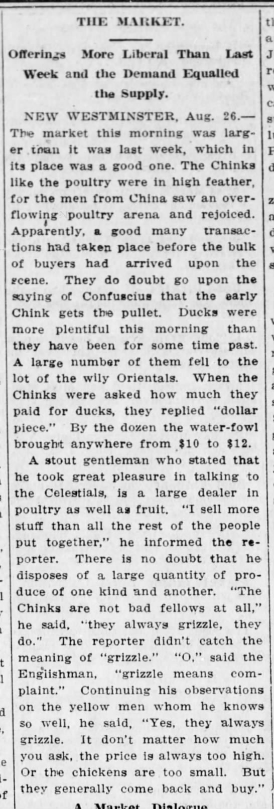 Chilliwack Progress newspaper clipping from August 31, 1910