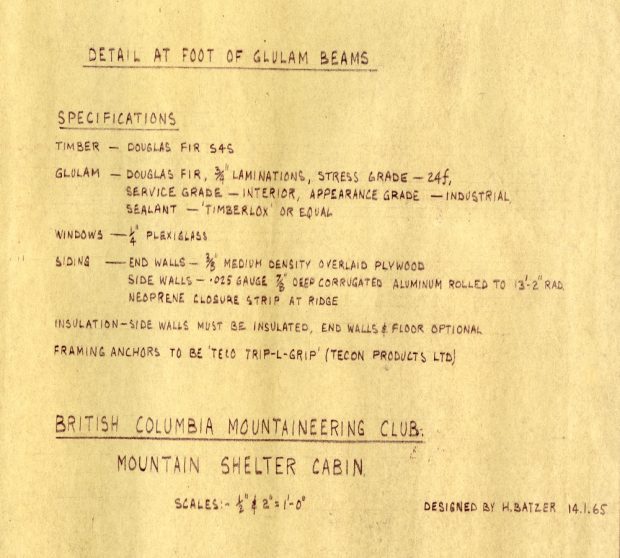 Text in black pencil from the original technical drawing of the Gothic arch plans