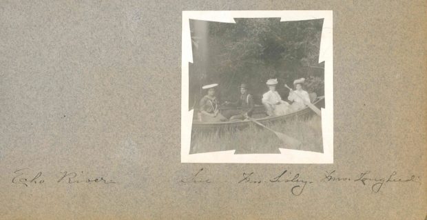 Isabella Lougheed in canoe with friends at Echo River.