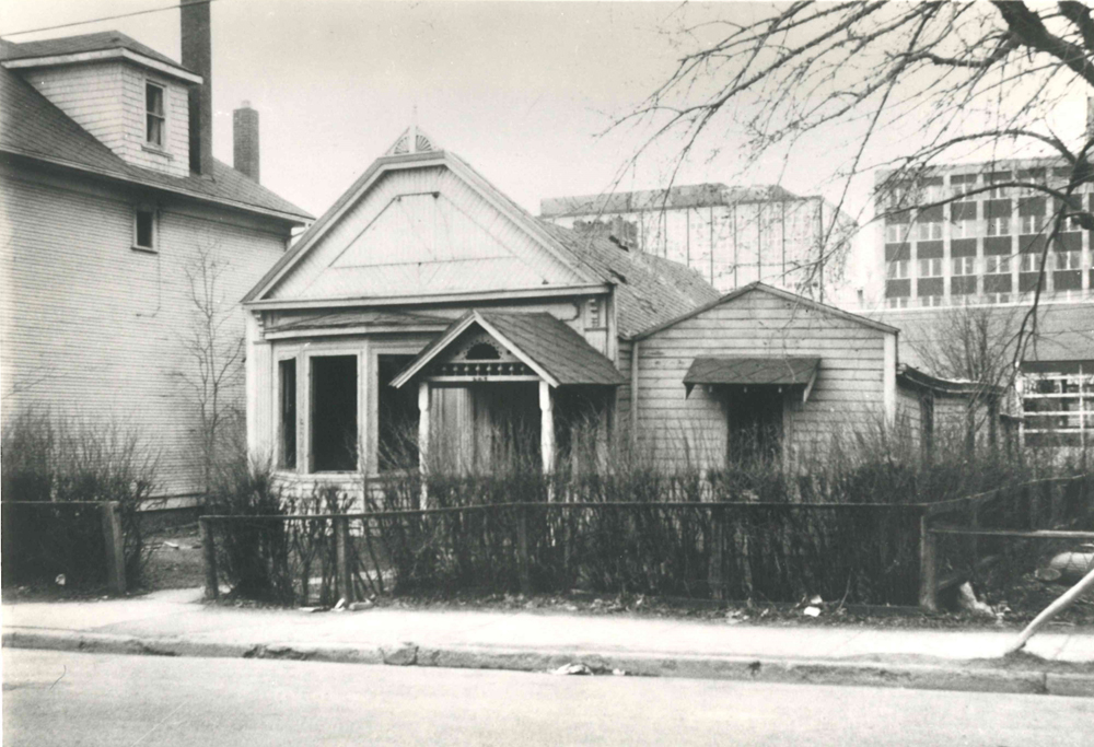 The original family home of Isabella and James Lougheed that had been located on 8th Avenue. They had the bay window added.