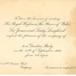 Invitation to a garden party with the Prince of Wales