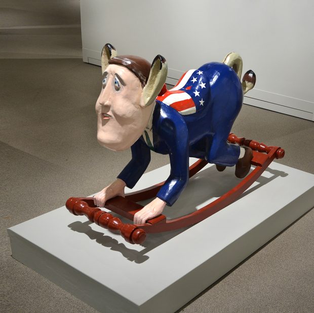 Rocking horse, but it’s Brian Mulroney with donkey appendages