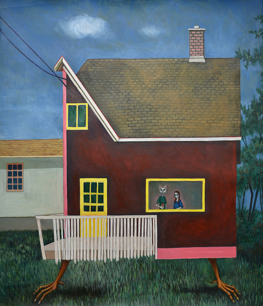 Half a house standing on chicken feet