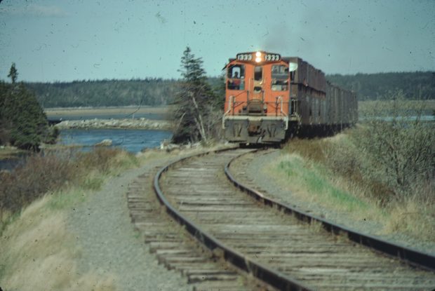A train on a railway crossing Cole Harbour