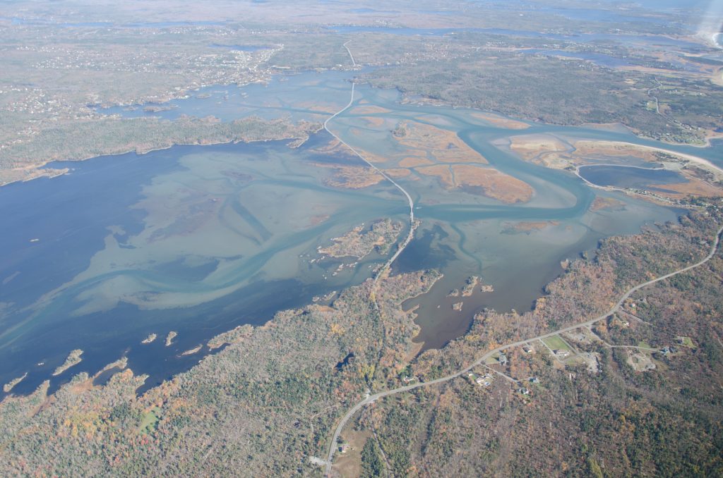 An aerial view looking east over Cole Harbour