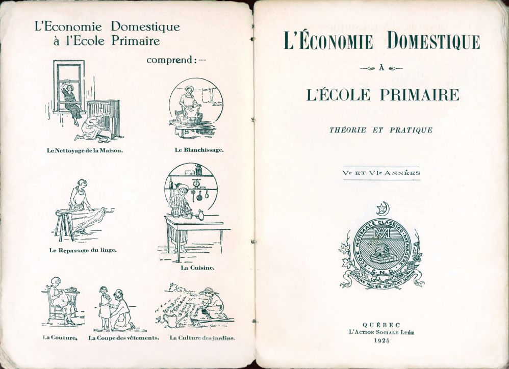 Cover page and title page of the book Économie domestique, 1925
