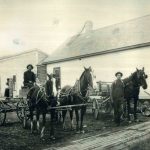 Delivery wagons outside Guzzi’s  general  store in Fernie, BC, 1911