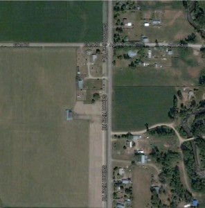 Aerial view of farmland.