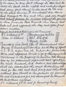 A legal paper assigning the water rights to water running from Stanford Lake through the brook to the foundry dated May 27, 1912.