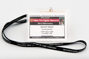 Lanyard from the 2014 IAFF Memorial in Colorado Springs. Used by Grant Rinas.