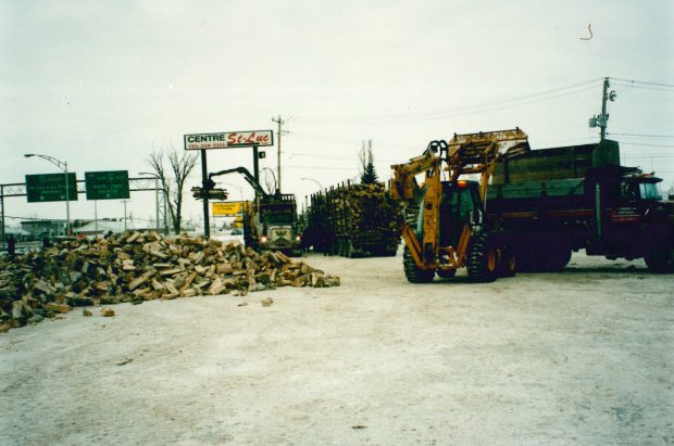 Reception of wood at the distribution centre in Saint-Jean.
