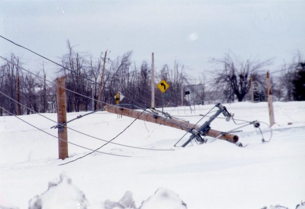 The pole fell, all its wires with it, and cut off the current.