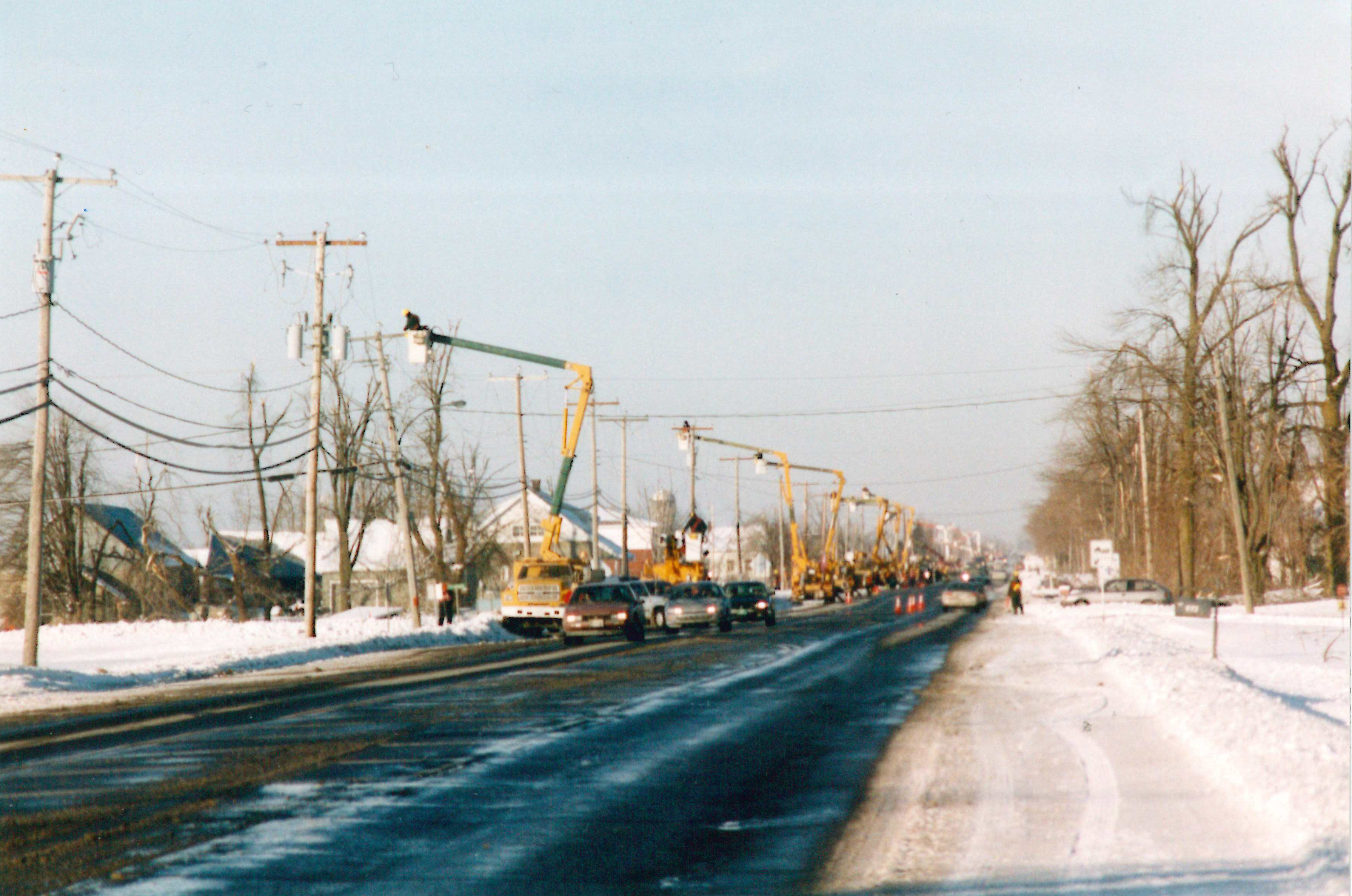 Assembly line workers were deployed in mass groups to return lights in homes.