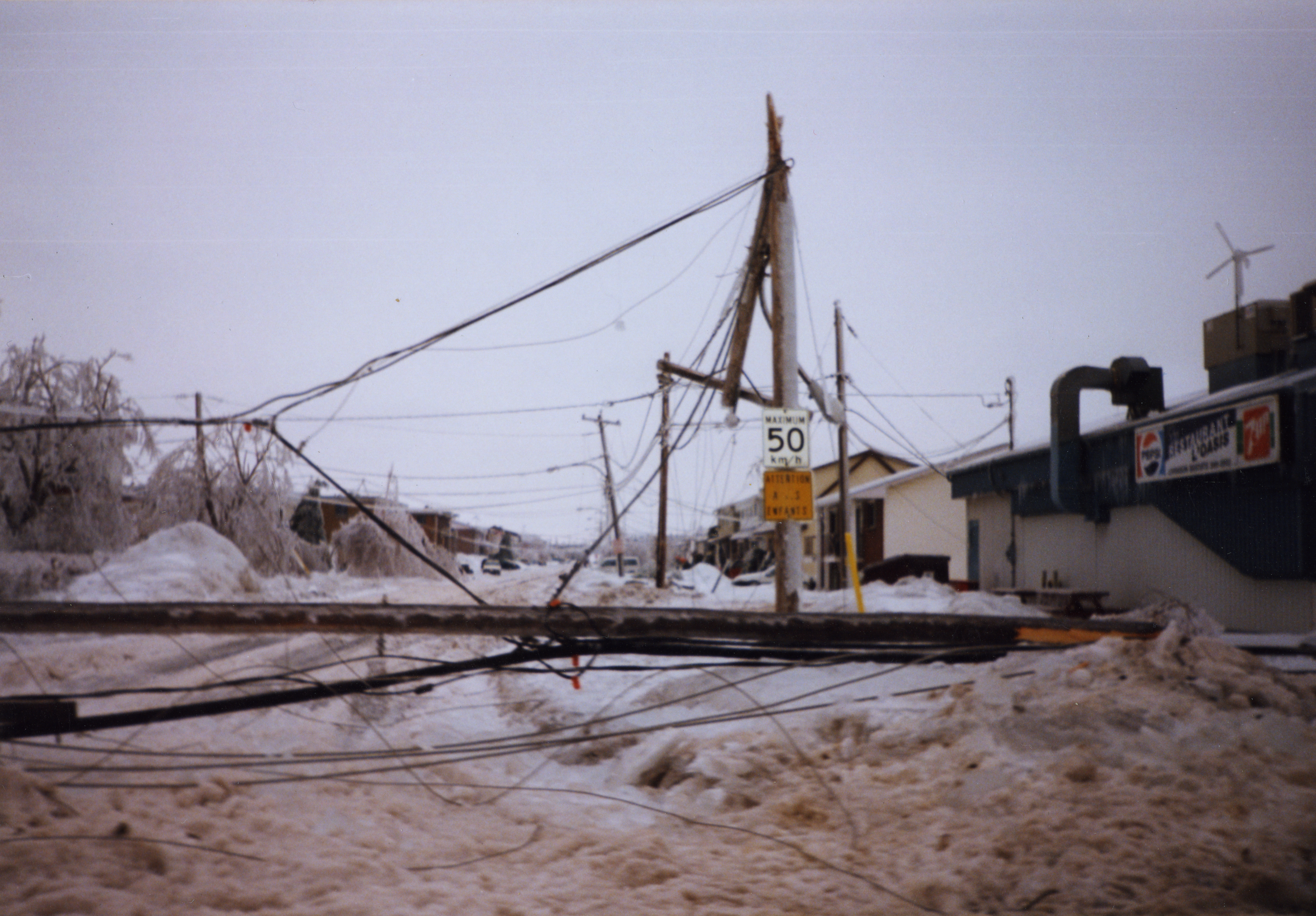 Some roads weren't accessible due to fallen poles and wires.