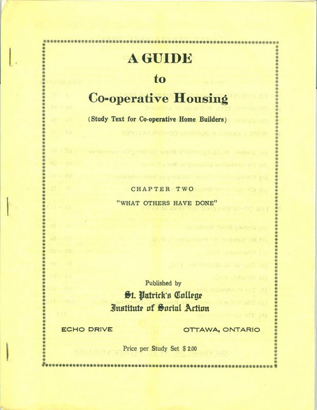 Cover of a study guide A Guide to Co-operative housing Chapter two What have others done Light Yellow background