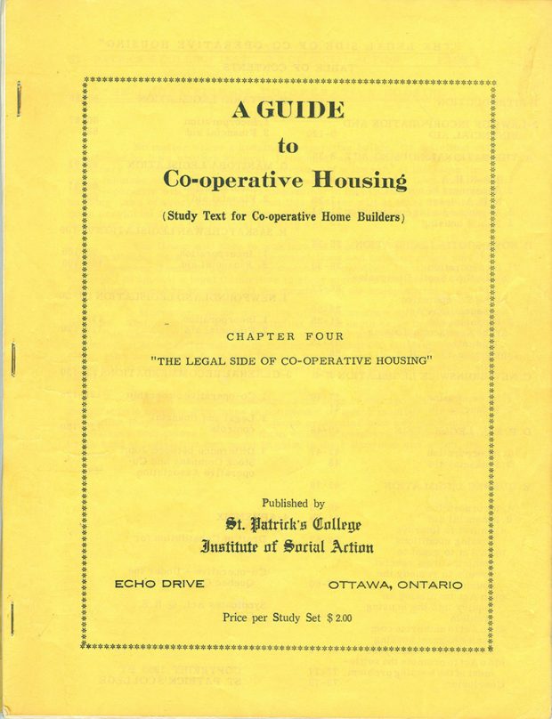 Cover of a study guide A Guide to Co-operative housing Chapter Four - The Legal side of Co-operative Housing Yellow background