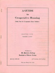 Cover of a study guide to Co-Operative housing chapter five. Pink colour