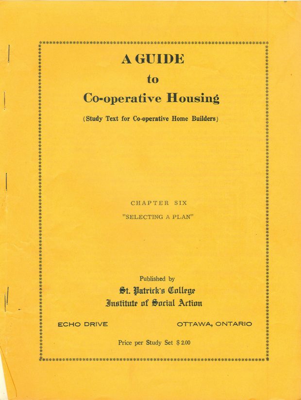Cover of a study guide A Guide to Co-operative housing Chapter six - Selecting a plan Yellow background