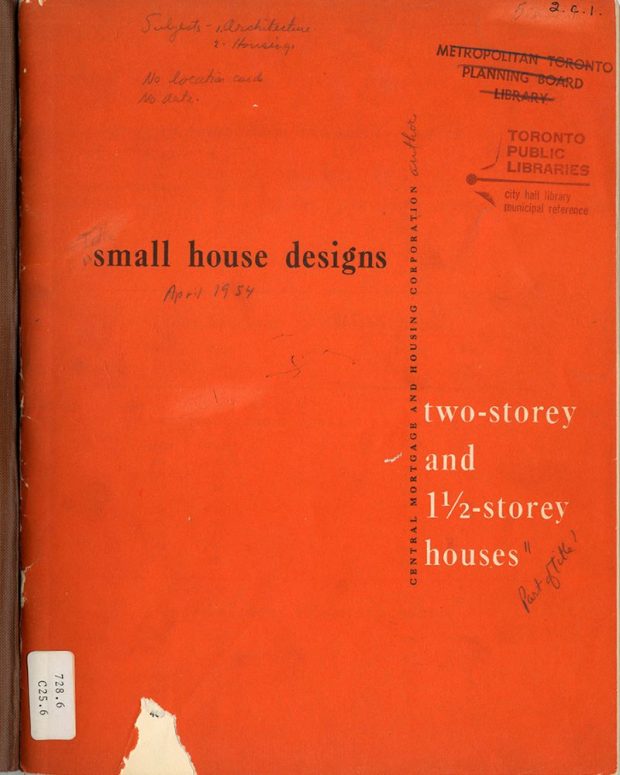 An orange book cover titled Small house designs - 2 story and 1 ½ story houses