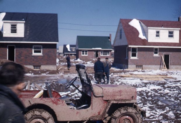colour photograph of a housing construction site