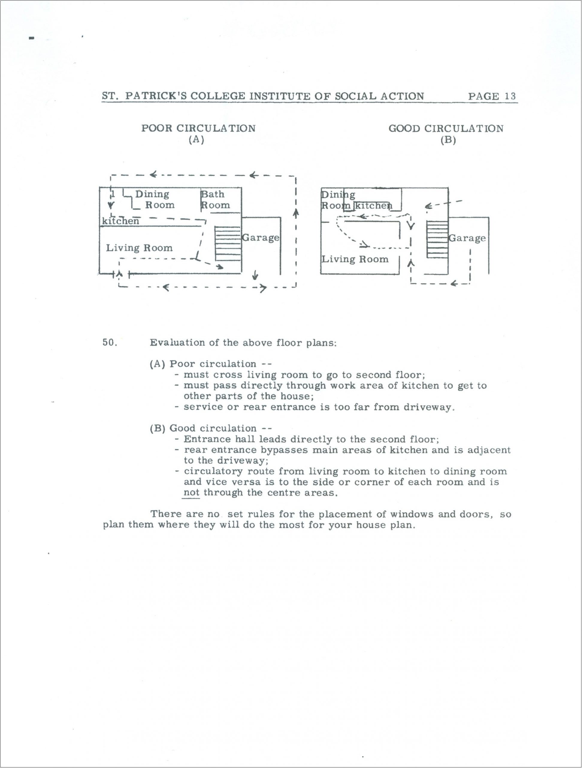 internal page of a book "St. Patrick's College Institute of Social Action - Page 13" showing air circulation patterns