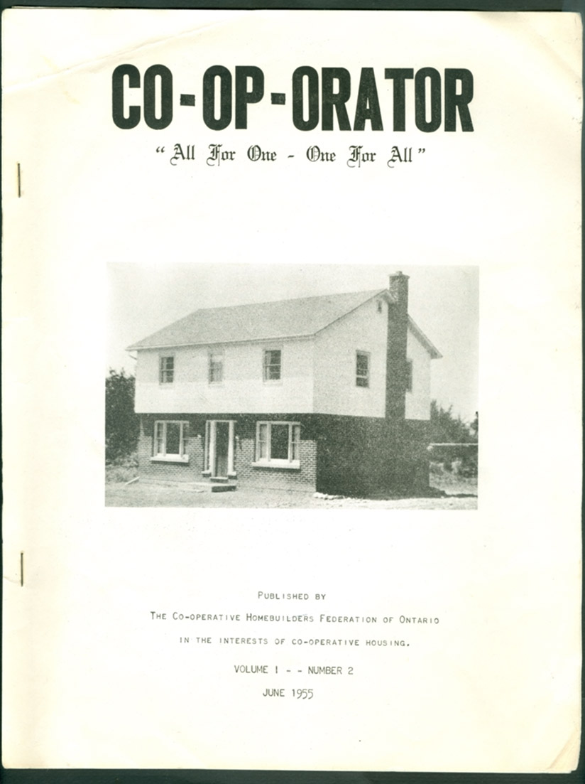 Black and white cover of a pamphlet named "CO-OP-ORATOR"