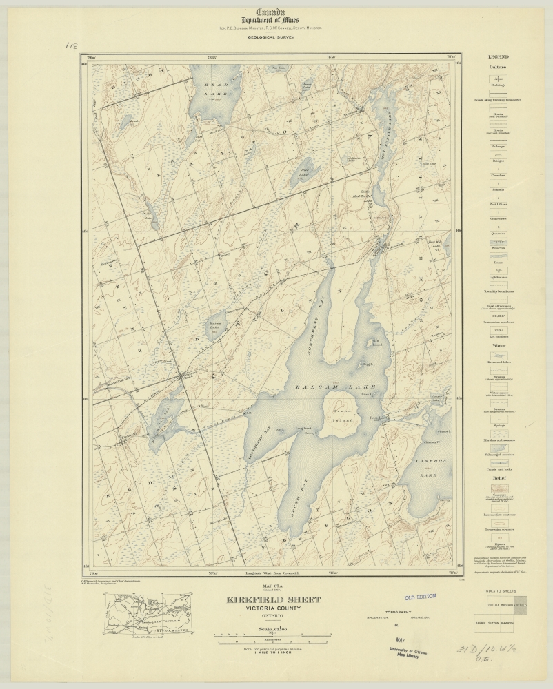 Topographical map showing lakes, roads, and place names