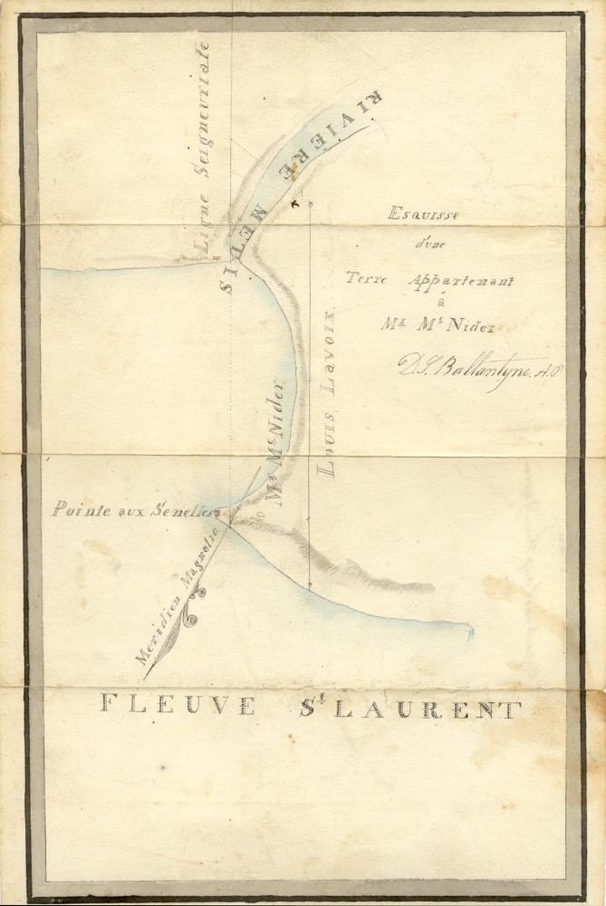 This surveyor’s hand draw map shows the limits of the property when it was owned by John MacNider