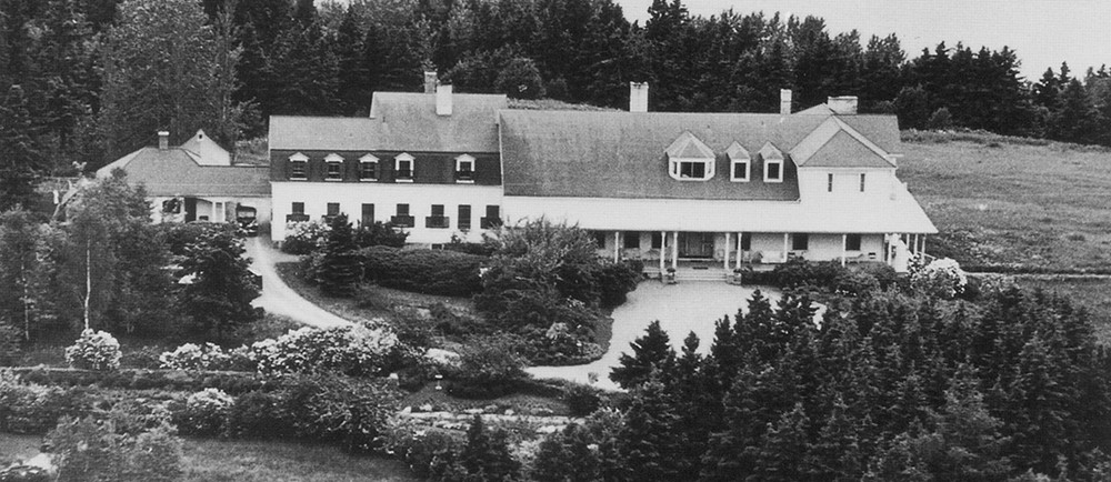 Aerial view of the Estevan Lodge during the 1940s