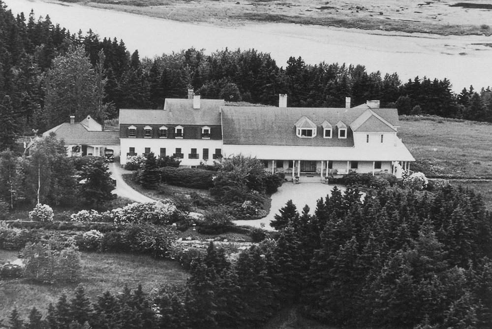 Aerial view of the Estevan Lodge during the 1940s