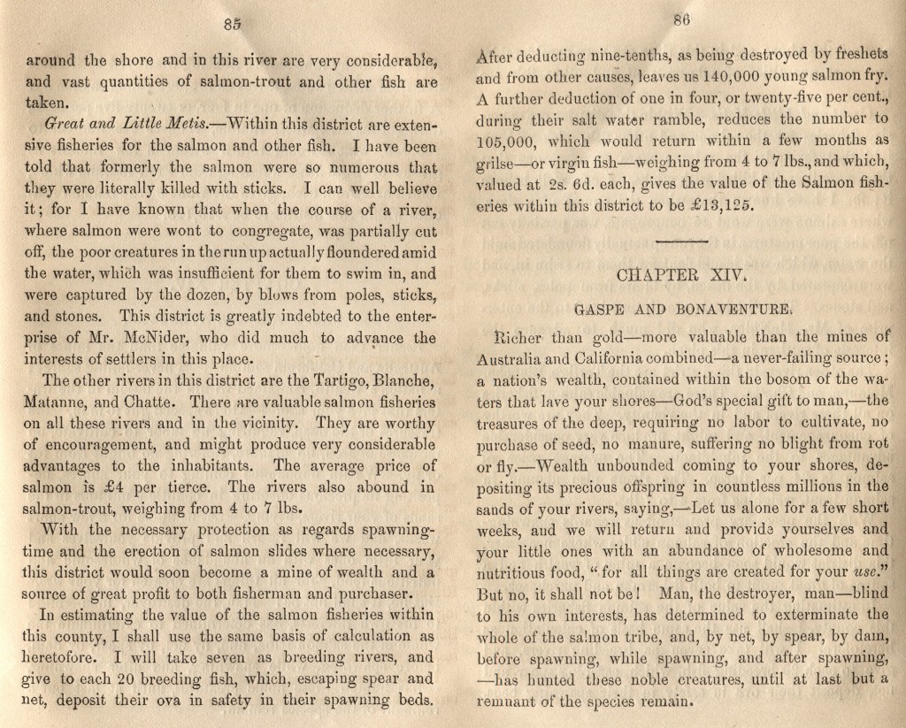 Pages 85 and 86 of the bookThe Salmon Fisheries of the St. Lawrence and its tributaries.