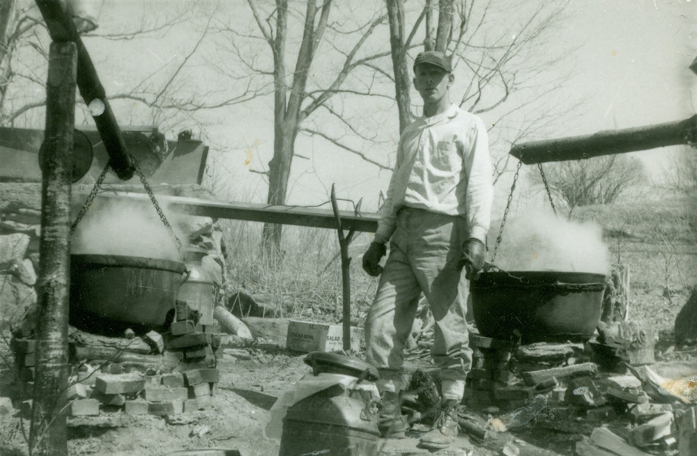 Settlers hung large vats over an open fire to boil the ashes and obtain potash.