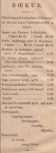 A clipping from an Icelandic language newspaper. It is a long narrow column of text in black ink on faded newsprint.