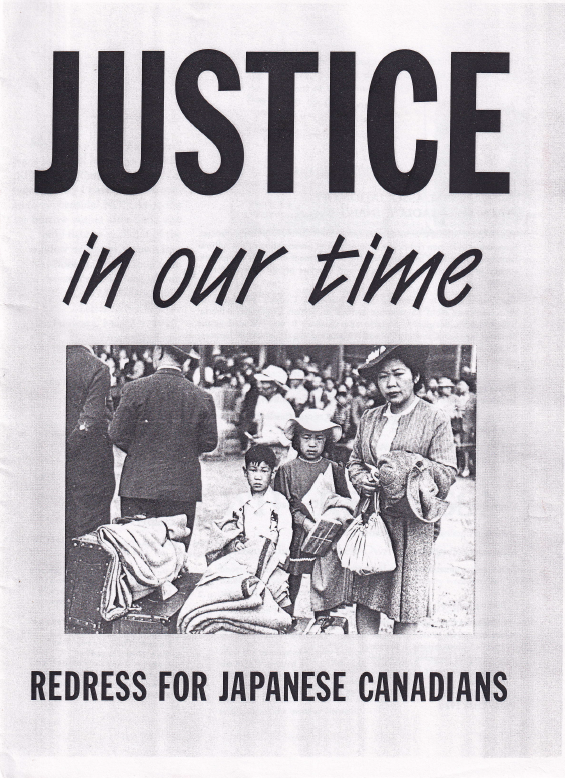 Booklet titled Justice in our time: Redress for Japanese Canadians